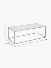 Table basse en verre Maya, Transparent, couleur chrome, larg. 110 x prof. 50 cm