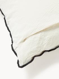 Funda de almohada con estructura gofre Clemente, Parte delantera: 70% algodón, 29% viscose,, Parte trasera: 100% algodón, Negro, blanco off white, An 45 x Al 110 cm