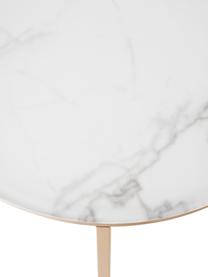 Table d'appoint ronde avec plateau en verre aspect marbre Antigua, Blanc, couleur rose, Ø 45 x haut. 50 cm