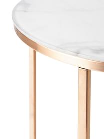 Table d'appoint ronde avec plateau en verre aspect marbre Antigua, Blanc, couleur rose, Ø 45 x haut. 50 cm