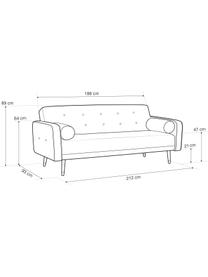 Sofá cama de terciopelo Gia (3 plazas), plegable, Tapizado: terciopelo de poliéster A, Estructura: madera de pino maciza, Estructura: aglomerado, madera contra, Patas: madera de haya, pintada, Terciopelo gris claro, An 212 x F 93 cm