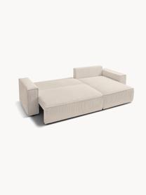 Sofá rinconera cama de pana Nihad (4 plazas), con espacio de almacenamiento, Tapizado: pana de poliéster, Patas: plástico, Pana beige, An 282 x F 153 cm