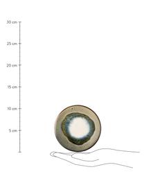 Keramik-Untersetzer Felicitas mit Cracquelé-Glasur, 3er-Set, Unterseite: Kork, Blautöne, Brauntöne, Rosatöne, Grüntöne, Ø 11 x H 1 cm