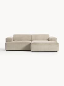 Cord-Ecksofa Melva (3-Sitzer), Bezug: Cord (92% Polyester, 8% P, Gestell: Massives Kiefernholz, Spa, Cord Hellbeige, B 238 x T 143 cm, Eckteil links