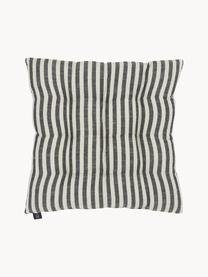 Cuscino sedia a righe in cotone Arild, 100% cotone, Beige, nero, Larg. 38 x Lung. 38 cm