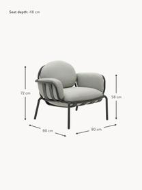 Tuin loungefauteuil Joncols, Bekleding: 100% polyester Met 50.000, Frame: gepoedercoat aluminium, Geweven stof lichtgrijs, antraciet, B 89 x H 80 cm