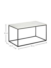 Marmor-Couchtisch Alys, Tischplatte: Marmor, Gestell: Metall, pulverbeschichtet, Weiss, marmoriert, Schwarz, B 80 x T 45 cm