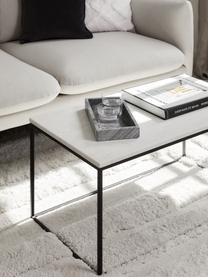 Marmor-Couchtisch Alys, Tischplatte: Marmor, Gestell: Metall, pulverbeschichtet, Weiß marmoriert, Schwarz, B 80 x T 45 cm