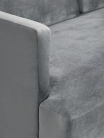 Sofá rinconera de terciopelo Fluente, Tapizado: terciopelo (poliéster de , Estructura: madera de pino maciza, Patas: metal con pintura en polv, Terciopelo gris oscuro, An 221 x F 200 cm, chaise longue izquierda