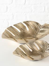 Grosse Deko-Schalen-Set Monstera aus Metall, 2er-Set, Aluminium, beschichtet, Messingfarben, Set mit verschiedenen Grössen