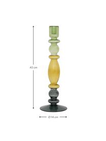 Candelabro in vetro Bulb, Vetro riciclato, Verde, giallo, nero, trasparente, Ø 14 x Alt. 43 cm