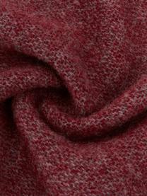 Coperta reversibile in lana maculata color rosso/grigio con frange Triol, Rosso, grigio, Larg. 140 x Lung. 200 cm