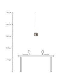 Kleine Kugel-Pendelleuchte Ball in Stahlfarben, Lampenschirm: Metall, gebürstet, Baldachin: Metall, gebürstet, Stahlfarben, Weiss, Schwarz, Ø 18 x H 16 cm