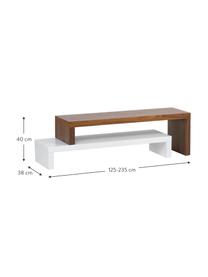 Mueble TV Cliff, Superficie: chapado en madera, Estructura: tablero de fibras, aglome, Blanco, marrón, An 125 x Al 40 cm