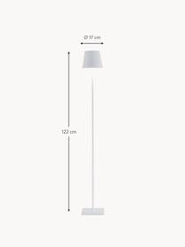 Lampada da terra piccola a LED con luce regolabile Poldina, regolabile in altezza, Lampada: alluminio rivestito, Bianco opaco, Alt. 122 cm