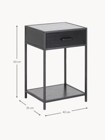 Table de chevet Seaford, Noir, larg. 42 x haut. 63 cm