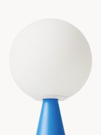 Petite lampe à poser artisanale Bilia, Blanc, bleu, Ø 12 x haut. 26 cm