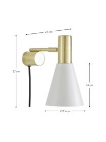 Verstellbare Wandleuchte Sia mit Stecker in Weiß-Gold, Lampenschirm: Metall, pulverbeschichtet, Gestell: Metall, vermessingt, Weiß, Messingfarben, T 23 x H 27 cm