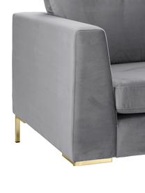 Samt-Ecksofa Luna in Dunkelgrau mit Metall-Füssen, Bezug: Samt (Polyester) Der hoch, Gestell: Massives Buchenholz, Samt Dunkelgrau,Gold, B 280 x T 184 cm, Eckteil links