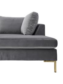 Samt-Ecksofa Luna in Dunkelgrau mit Metall-Füssen, Bezug: Samt (Polyester) Der hoch, Gestell: Massives Buchenholz, Samt Dunkelgrau,Gold, B 280 x T 184 cm, Eckteil links