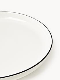 Platos postre de porcelana Facile, 2 uds., Porcelana dura de alta calidad (aprox. 50% caolín, 25% cuarzo y 25% feldespato), Off White con borde negro, Ø 20 x Al 2 cm