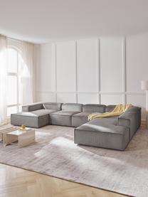 Canapé lounge modulable en velours côtelé Lennon, Velours côtelé gris, larg. 418 x prof. 269 cm, méridienne à gauche