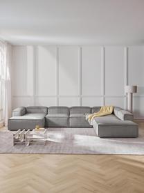 Canapé lounge modulable en velours côtelé Lennon, Velours côtelé gris, larg. 418 x prof. 269 cm, méridienne à gauche