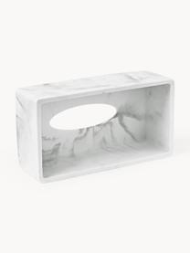 Porta fazzoletti effetto marmo Kyle, Poliresina, Bianco effetto marmo, Larg. 25 x Prof. 14 cm