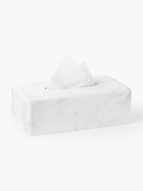 Tissuebox Kyle met marmerlook, Polyresin, Marmerlook wit, B 25 x D 14 cm