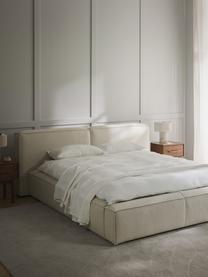 Letto imbottito con contenitore Lennon, Rivestimento: 100% poliestere Il rivest, Struttura: legno di pino massiccio, , Piedini: legno, plastica Questo pr, Tessuto bianco latte, Larg. 208 x Lung. 243 cm (superfice 140 x 200 cm)