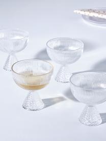 Champagnergläser Ace mit Rillenrelief, 4 Stück, Glas, Transparent, Ø 12 x H 12 cm