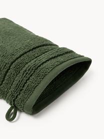 Guanti da bagno con bordo rigato Luxe 2 pz, Verde scuro, Guanti da bagno, Larg. 16 x Lung. 22 cm