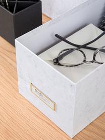 Aufbewahrungsbox Silvia, 2 Stück, Box: fester, laminierter Karto, Weiß, marmoriert, B 17 x H 15 cm