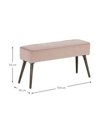 Banco de terciopelo Popy, Tapizado: terciopelo de poliéster E, Patas: madera de caucho, pintado, Palo rosa, An 100 x Al 50 cm