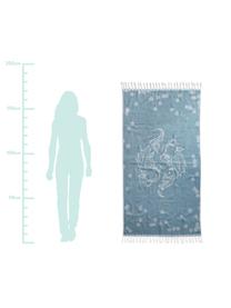 Fouta imprimé poisson Pisces, Bleu, blanc