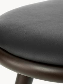 Barkruk High Stool van beukenhout en leer, Poten: beukenhout gebeitst, Zitvlak: leer, Beukenhout donkerbruin gelakt, leer zwart, B 45 x H 69 cm