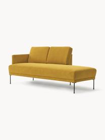 Chaise longue Fluente, Bekleding: 100% polyester Met 115.00, Frame: massief grenenhout, Poten: gepoedercoat metaal Dit p, Geweven stof okergeel, B 202 x D 85 cm, rugleuning links