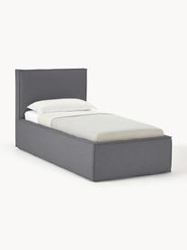 Einzelbett Dream mit Stauraum, Bezug: Polyester (Strukturstoff), Korpus: Massives Kiefernholz, FSC, Webstoff Anthrazit, B 90 x L 200 cm