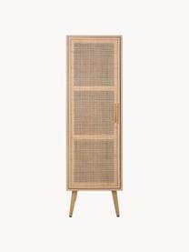 Smal dressoir Cayetana van hout, Frame: gefineerd MDF, Handvatten: metaal, Poten: gelakt bamboehout, Bruin, hout, B 37 cm x H 140 cm