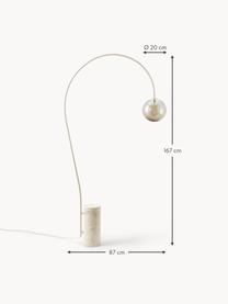 Velká podlahová lampa s travertinovou podstavou Cora, Šampaň, béžová, V 167 cm