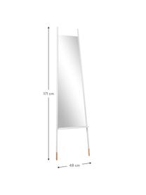 Espejo de pie Leaning Mirror, con estante, Patas: madera, Espejo: cristal, Blanco, beige, An 48 x Al 171cm