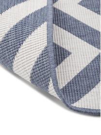 In- & Outdoor-Teppich Palma mit Zickzack-Muster, beidseitig verwendbar, 100% Polypropylen, Blau, Creme, B 200 x L 290 cm (Grösse L)