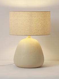 Keramik-Tischlampe Eileen, Lampenschirm: Leinen (100 % Polyester), Lampenfuß: Keramik, Hellbeige, matt, Ø 26 x H 35 cm