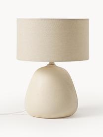 Keramik-Tischlampe Eileen, Lampenschirm: Leinen (100 % Polyester), Hellbeige, matt, Ø 26 x H 35 cm