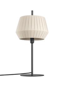 Lampada da tavolo con paralume in tessuto plissettato Dicte, Paralume: tessuto, Base della lampada: metallo rivestito, Beige, nero, Ø 21 x Alt. 43 cm