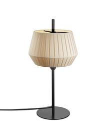 Lampada da tavolo con paralume in tessuto plissettato Dicte, Paralume: tessuto, Base della lampada: metallo rivestito, Beige, nero, Ø 21 x Alt. 43 cm