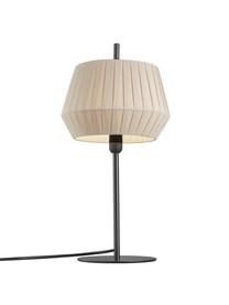 Lampada da tavolo con paralume in tessuto plissettato Dicte, Paralume: tessuto, Base della lampada: metallo rivestito, Beige, nero, Ø 21 x Alt. 43 cm