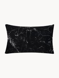 Funda de almohada Malin, 45 x 85 cm, Negro estampado mármol, An 45 x L 85 cm