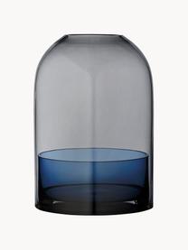 Glazen windlicht Tota, Glas, Blauw, donkergrijs, transparant, Ø 16 x H 23 cm