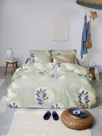 Bavlnená posteľná bielizeň Romantic Leaves, Sivomodrá, krémová, indigová modrá